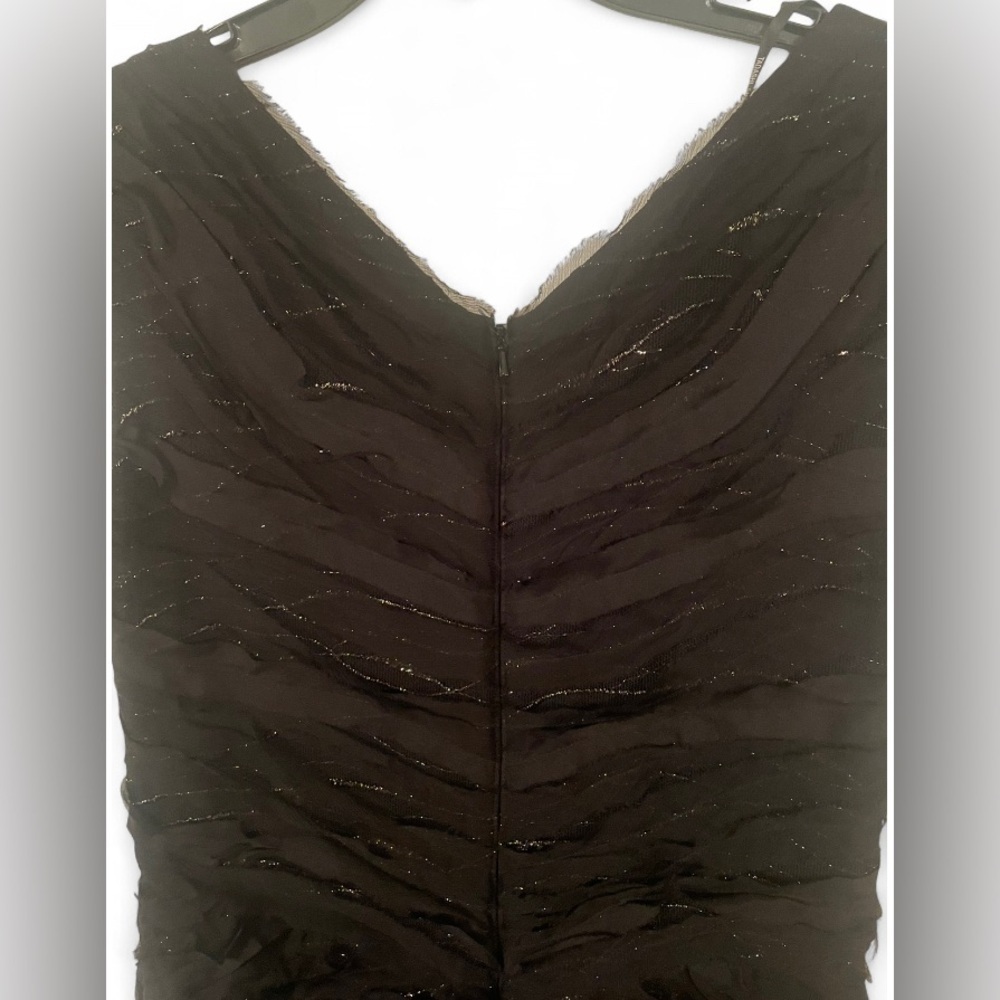 Tadashi Shoji Black Silk Overlay Dress Sz 12 Cocktail Formal Wedding Guest - Picture 6 of 9